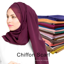 Fabrik versorgung einfarbig plain dubai muslim chiffon hijab für frauen